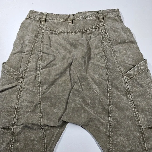 Free People Desert Daze Harem Pants Belted Button Front Olive Women's XS/2 - Picture 9 of 11